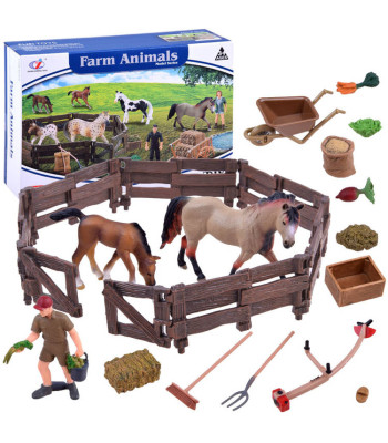Suur loomade komplekt Talu: Hobused ja Tarvikud