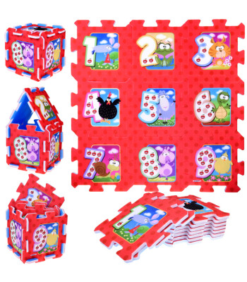 Puzzle vahtplastist Loomad ja Numbrid Mängumatt Imikutele 93x93cm ZA3147