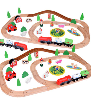 Puidust rongikomplekt Patareidega Farm + figuurid 50 osa