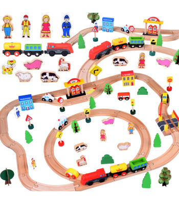 Suur puidust rongikomplekt patareitoitega veduriga 80 osaga