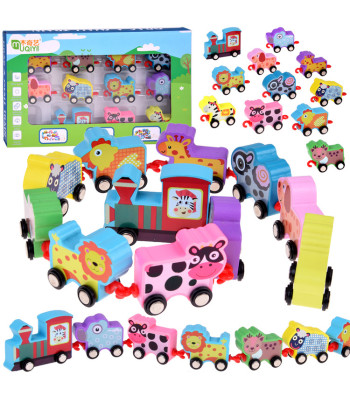 Puidust loomadest koosnev rongikomplekt 11 osa ZA3600