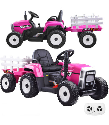 Akutoitel töötav traktor koos haagisega + kaugjuhtimispult PA0242