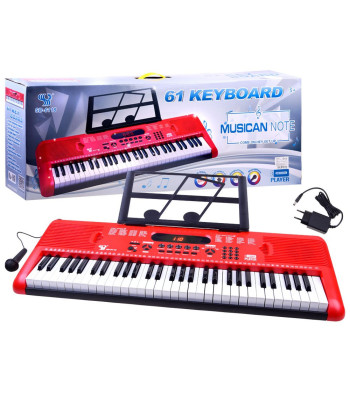 Organy klaviatuur ja mikrofoniga 61 klahvi punane IN0132