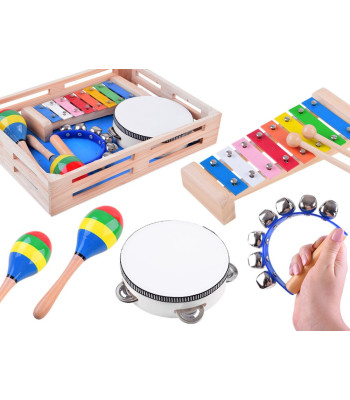 Puidust muusikainstrumentide komplekt 4in1 mänguasi IN0134