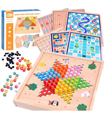 8 mängu ühes puidust lauamängude komplekt GR0494