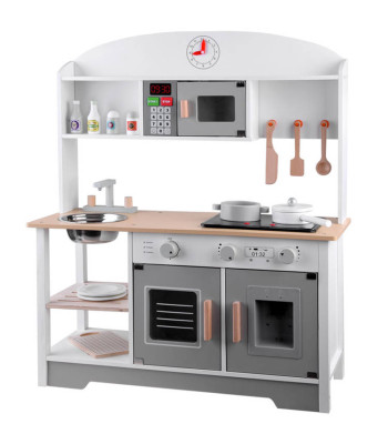 Valge-Hall Interaktiivne Puidust Köök Lastele + Tarvikud ZA4126