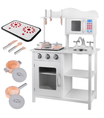 Interaktiivne valge puidust köök lastele induktsiooniga + tarvikud ZA4127