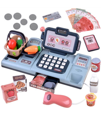Laste kassaaparaat skanneri, kaalu ja nutitelefoniga