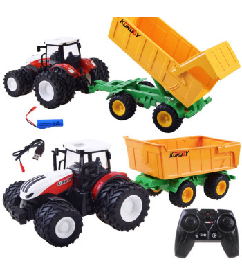 Kaugjuhtimisega traktor kummikummidega + järelhaagis RC0601