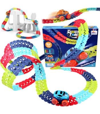 Värviline paindlik rada 184 osa autoga 4m