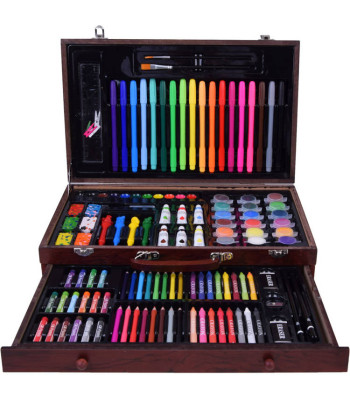 Kunstikomplekt puidust kohvris 123 elementi 123ele kunstitarbed AP0004