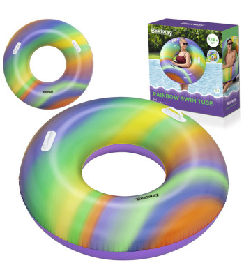 Bestway Täispuhutav Ujumisrõngas Vikerkaarevärviline 119cm 36352