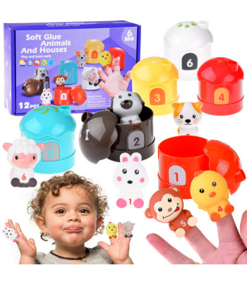 Kummist loomade nukkude komplekt majades numbritega 6 tk ZA4680