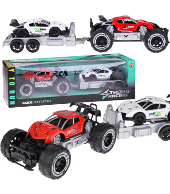 Maastikusõiduk koos haagise ja sportautoga