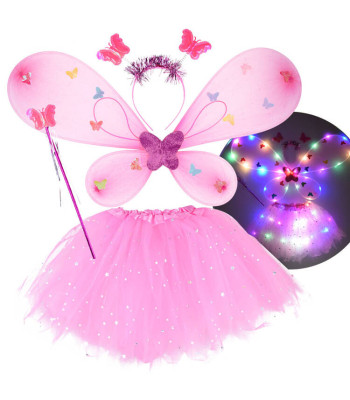 Heleroosa sädelev haldjake kostüüm