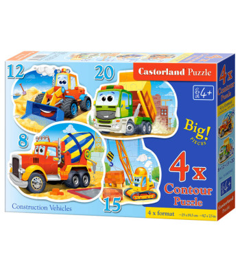 Puzzle 4w1 8,12,15,20-osaline Ehitusmasinad