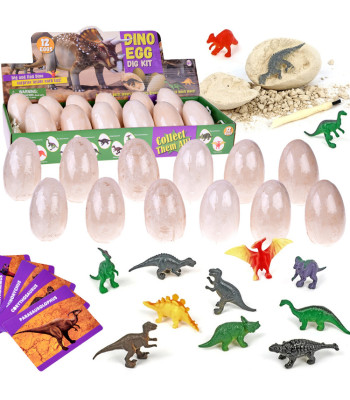 Arheoloogia Komplekt 12 Suurt Muna + Kaardid Avastage Dinosaurus Maailm ZA4999