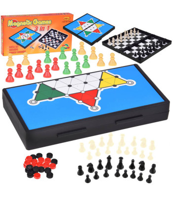 Mängukomplekt 3 ühes: male, kabe, hiina kabe MAGNETILINE strateegia GR0676