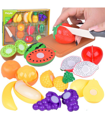 Plastikust Viilutatavad Puuviljad + Lõikelaud ja Nuga Köögimängukomplekt ZA5248