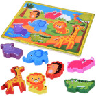Puidust loomade mosaiikpuzzle safari 7 tk
