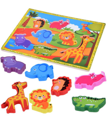 Puidust loomade mosaiikpuzzle safari 7 tk