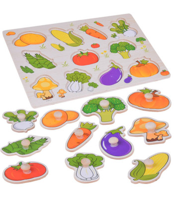 Hariv mängupusle puidust köögiviljad 11 osaga