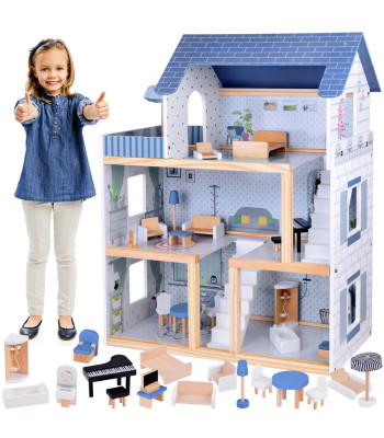 Puidust sinine nukumaja + mööbel, 3 korrust ja terrass ZA5273