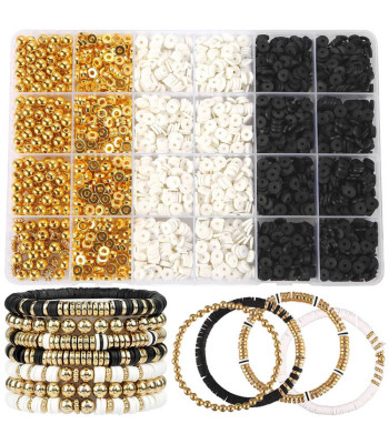 Käevõru Sõpruse Helmekomplekt Kuldne Must Valge