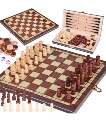 Kolmikmängu komplekt malemäng, kabe, triktrak