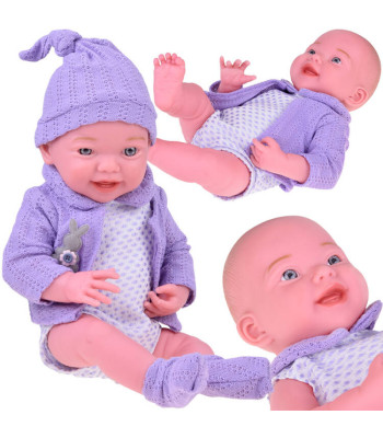 Naeratav nukk 40 cm, lilla kampsuniga