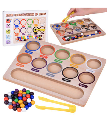 Värvilised Puidust Helmed Montessori Mosaiik Sorter