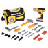 Laste jaoks suur tööriistade komplekt ja kott akuga kruvikeeraja