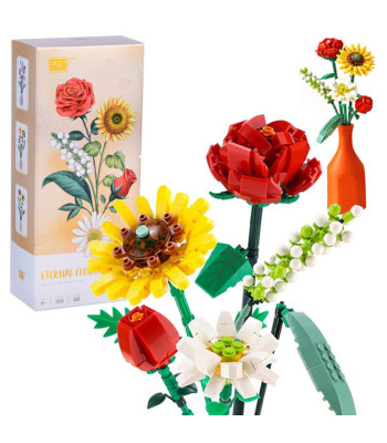 Konstruktori klotsid: värviliste lillede kimp 568 osa