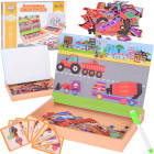 Kahepoolne magnettahvel koos ehitusmasinate pusledega