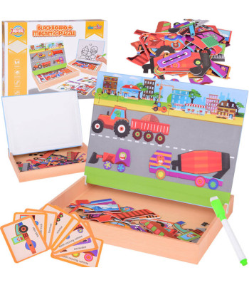 Kahepoolne magnettahvel koos ehitusmasinate pusledega