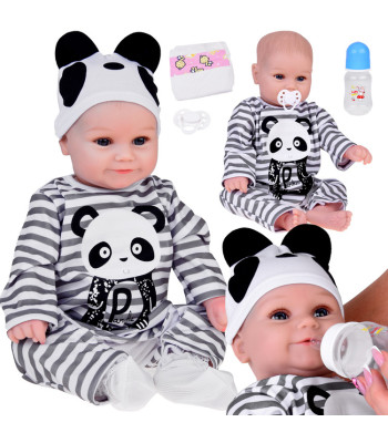 Pehme poiss-nukk 45 cm panda kombinesoonis