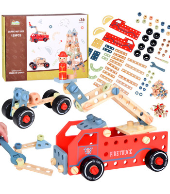 Puidust ehituskomplekt Klotsid Auto Tornide ehitamiseks 129 osa ZA5381