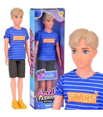 Anlily nukk stiilne poiss Paulo pükstes ja triibuline särk ZA5416