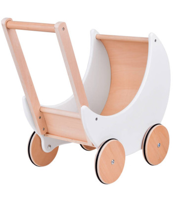 Võluv puidust retro nukkude tõukekäru lastele ZA5484