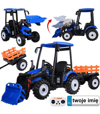 Suure akuga mängutraktor lapsele koos haagise ja kopaga
