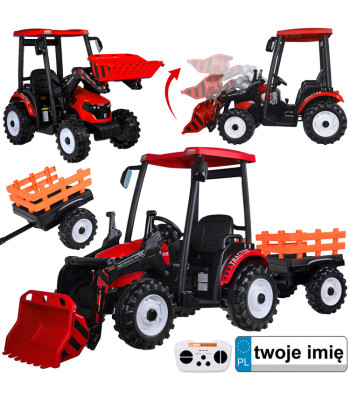 Suur elektriline traktor lapsele koos haagise ja kopaga