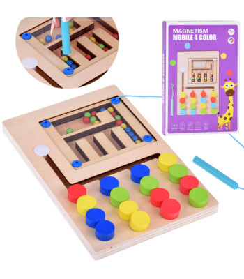 Hariduslik puidust mänguasi Montessori stiilis magnetkuulidega