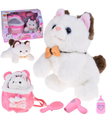 Pehme KASS südame löögiefektiga ja painduvate käppadega seljakotis