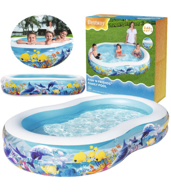 Bestway täispuhutav bassein Fish'n Friends 262 x 157 x 46 cm