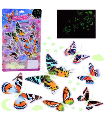 Lummavad fluorestsents liblikad ja tähed - helendavad kleebised ZA5681