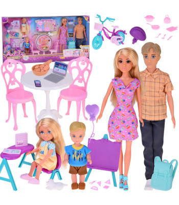 Anlily Suur Nukkude Komplekt Köök ja Mööbel + Kool ja Töö ZA5699