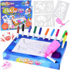 Kreatiivne kunstitarvikute komplekt AIRBRUSH - pumbaga markerid ja šabloonid ZA5710