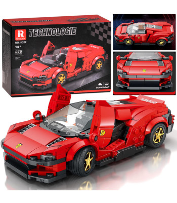 Tehnilised klotsid Futuristlik punane auto tõstetavate uste ja 275 osaga