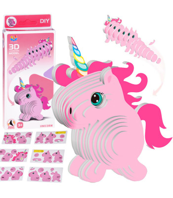 3D Pusle Kartongist Mudel – Roosa Ükssarvik DIY ZA5809