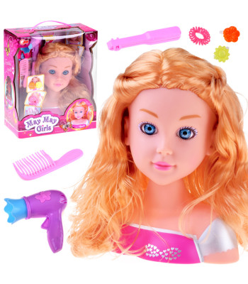 Soengutegemise nukk 20 cm BLOND NUKK koos juuksuri tarvikutega